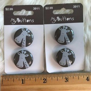 2 cards giraffe Buttons New - $1 if bundled